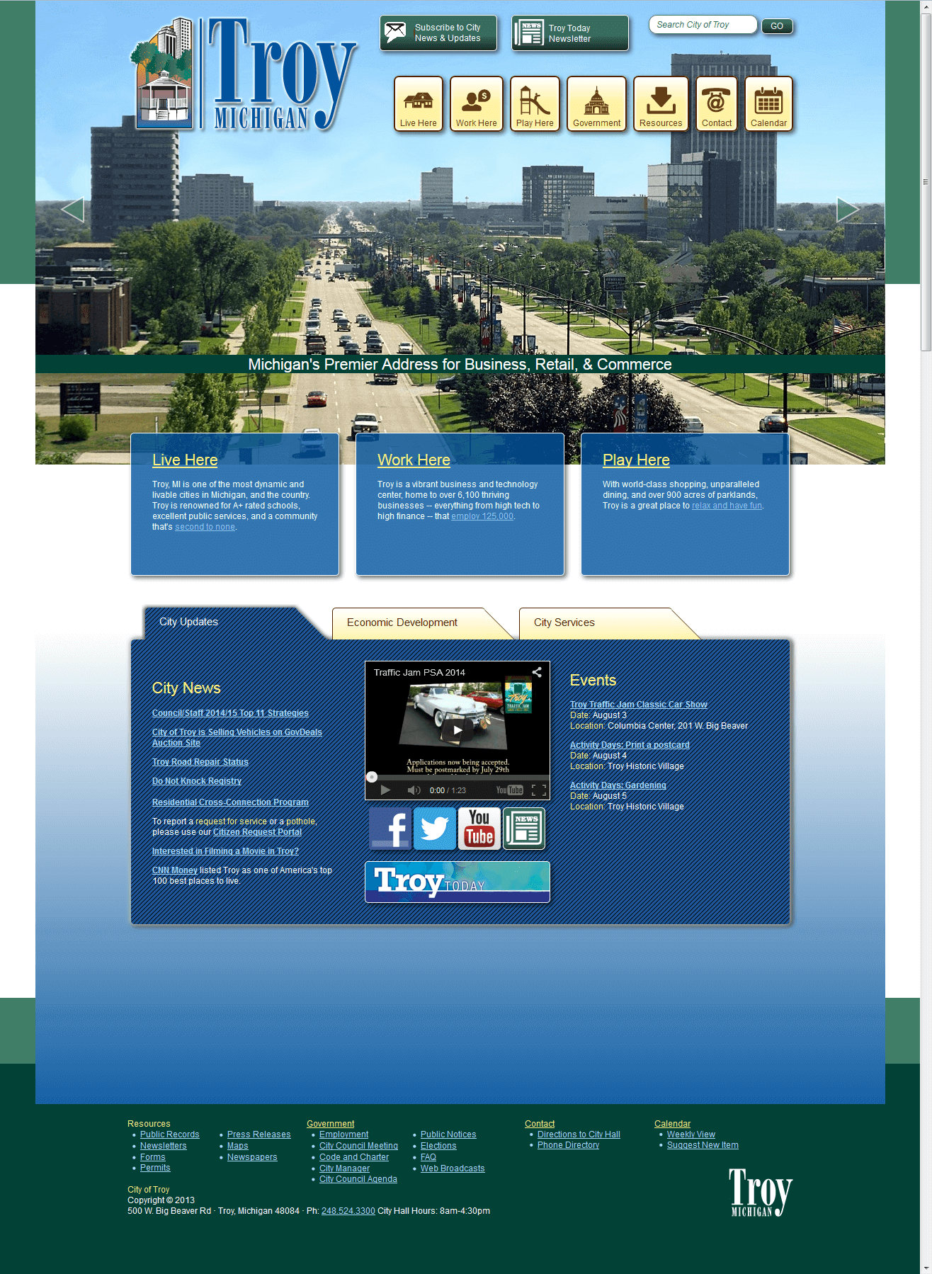 City of Troy Homepage, 2013